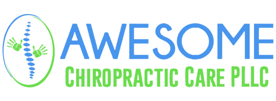 Awesome Chiropractic Care blue and green landing page logo.