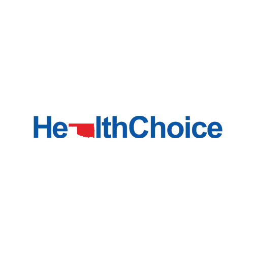 HealthChoice blue and red logo.